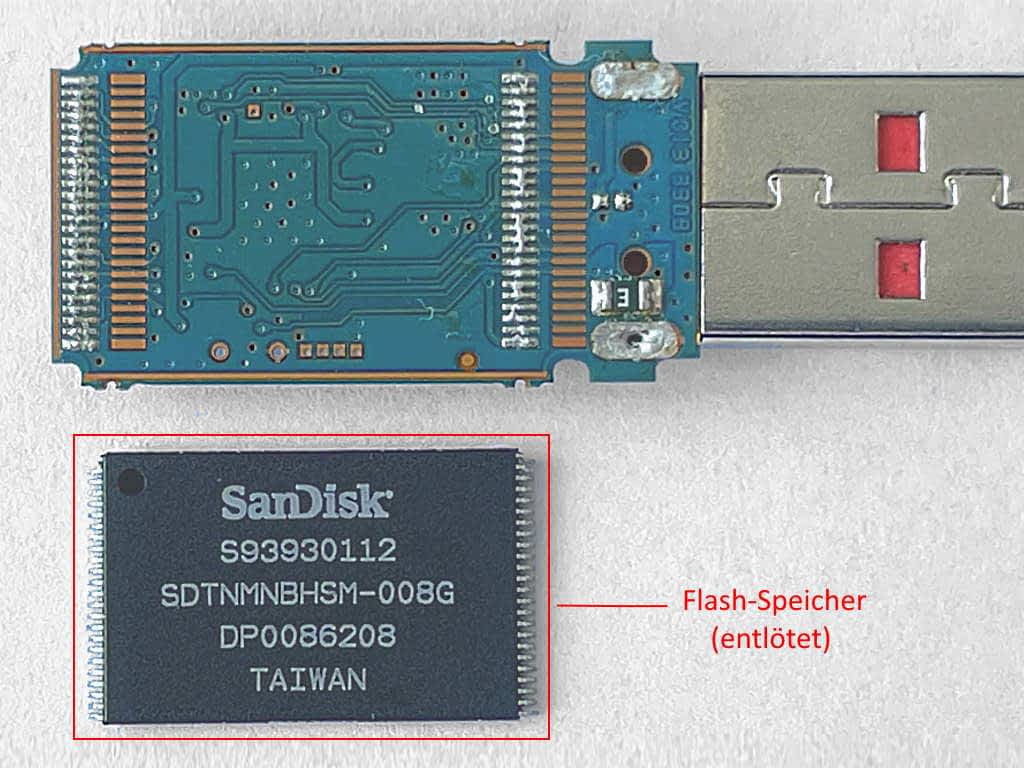 Flash-Speicher liegt neben USB Stick