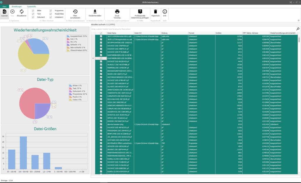 GRÜN Data Recovery Freeware - Screenshot 5